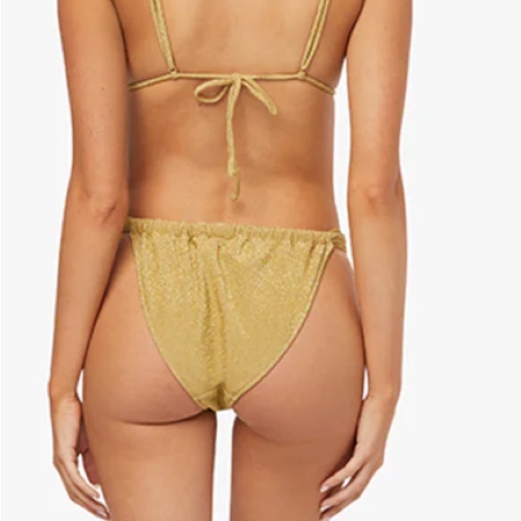 NWT Weworewhat Ruched cheeky bottom in pale gold - Picture 2 of 6